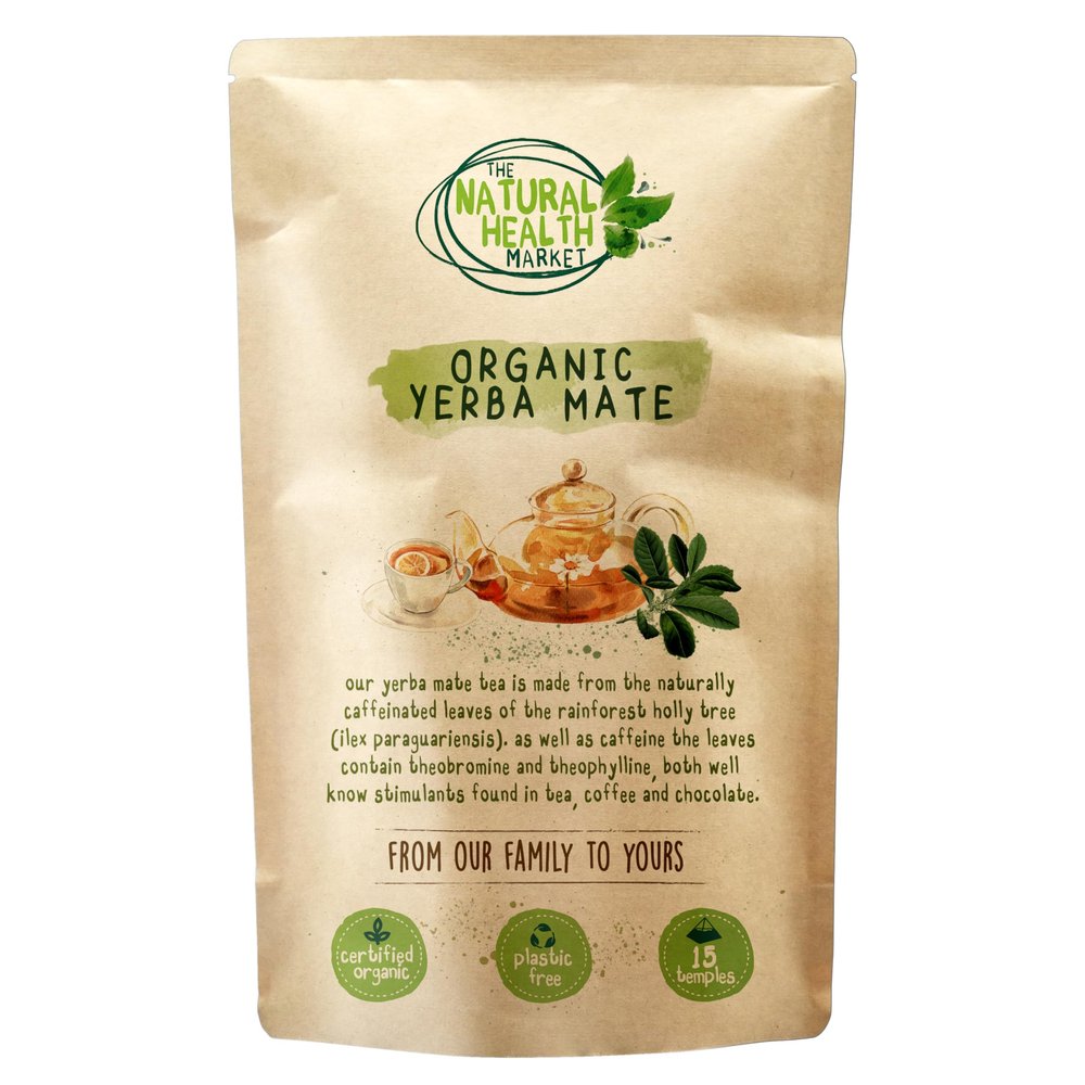 The Natural Health Market Organic Yerba Mate Tea Bags 15 Pack  Unsmoked Leaf from Brazil
