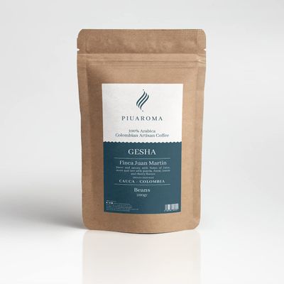 PIUAROMA Coffee, 100% Colombian Geisha Coffee Beans, Whole Bean Coffee Medium Roast, Fresh Coffee Beans, 200 Grams/3.5 Ounces (Pack of 1) | Colombian Coffee, Gesha Coffee