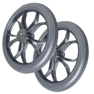 14inch Wheelchair Rear Wheels (2), Non-slip Solid Non-pneumatic Tire Casters Replacement Parts, 12.7mm (1/2") Bearings