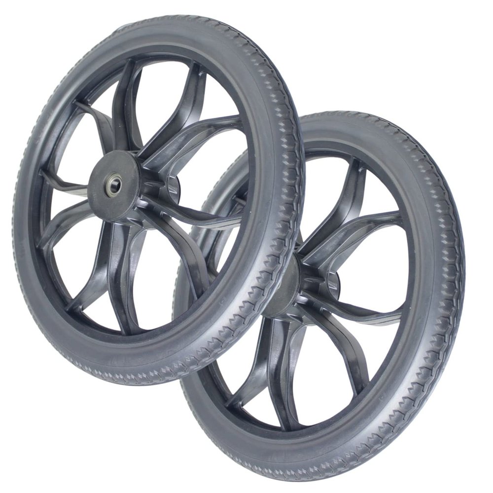 14inch Wheelchair Rear Wheels (2), Non-slip Solid Non-pneumatic Tire Casters Replacement Parts, 12.7mm (1/2") Bearings