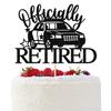 Officially Retired Cake Topper, Police Officer Cake Topper, Congrats Officer, Police Officer Retirement Party Decorations Black Glitter view 1