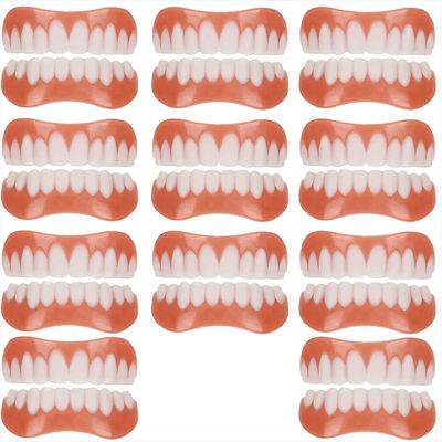 WoCOyo Prosthesis Teeth Comfortable Natural Cosmetic Veneers Teeth Instant Veneers Silica Gel Top and Bottom Temporary Teeth False Teeth Smile Veneers Fake Teeth,11pairs