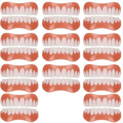 WoCOyo Dentures Comfortable Cosmetic Veneer Whitening Temporary Prosthesis Teeth Top and Bottom False Teeth Silicone Dental Prostheses for Men Women,11pairs