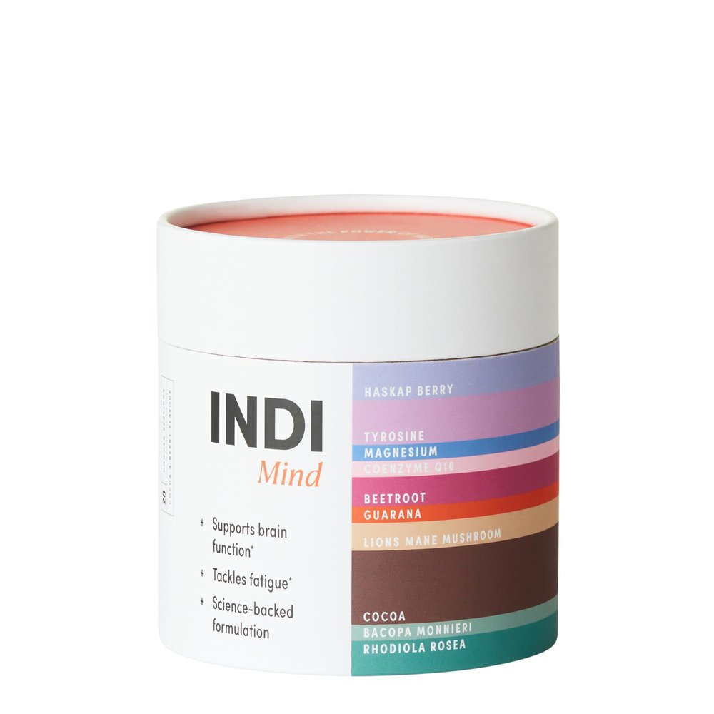 INDI Lion's Mane Mushroom Powder Supplement  Nootropic Brain Support for Focus & Mental Clarity  15:1 Extract with Magnesium, CoQ-10 & Rhodiola  Chocolate Flavour, Vegan & Made in UK  28 Servings