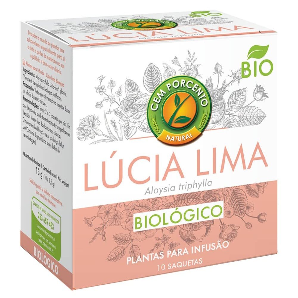 Cem Porcento - Lemon Verbena (Aloysia triphylla) BIO - 8 x 10 teabags (total: 80 teabags)