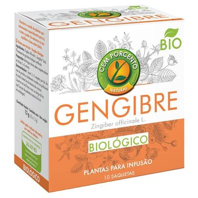 Cem Porcento - Ginger (Zingiber officinale L.) BIO - 8 x 10 teabags (total: 80 teabags)