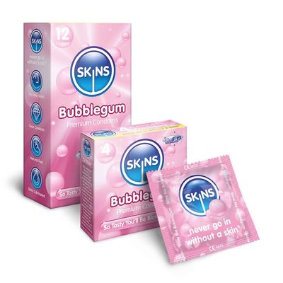 Premium Skins Bubblegum Flavoured Condoms Big Box - Ultra Thin Flavoured Condoms for Oral & Intercourse Condom's with Extra Flavour Lube for Extra Pleasure Pack of 100