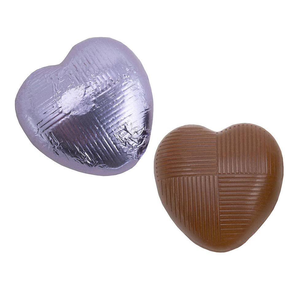 Italian Options Milk Chocolate Hearts, 250 grams approx 41 Pieces, Lilac Foil