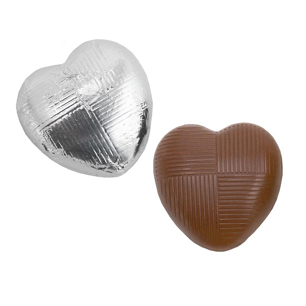 Italian Options Milk Chocolate Hearts, 250 grams approx 41 Pieces, Silver Foil