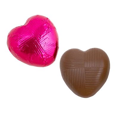 Italian Options Milk Chocolate Hearts, 250 grams approx 41 Pieces, Hot Pink Foil