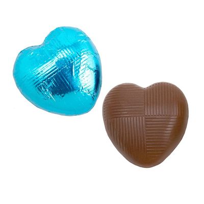 Italian Options Milk Chocolate Hearts, 500 grams approx 83 Pieces, Turquoise Foil