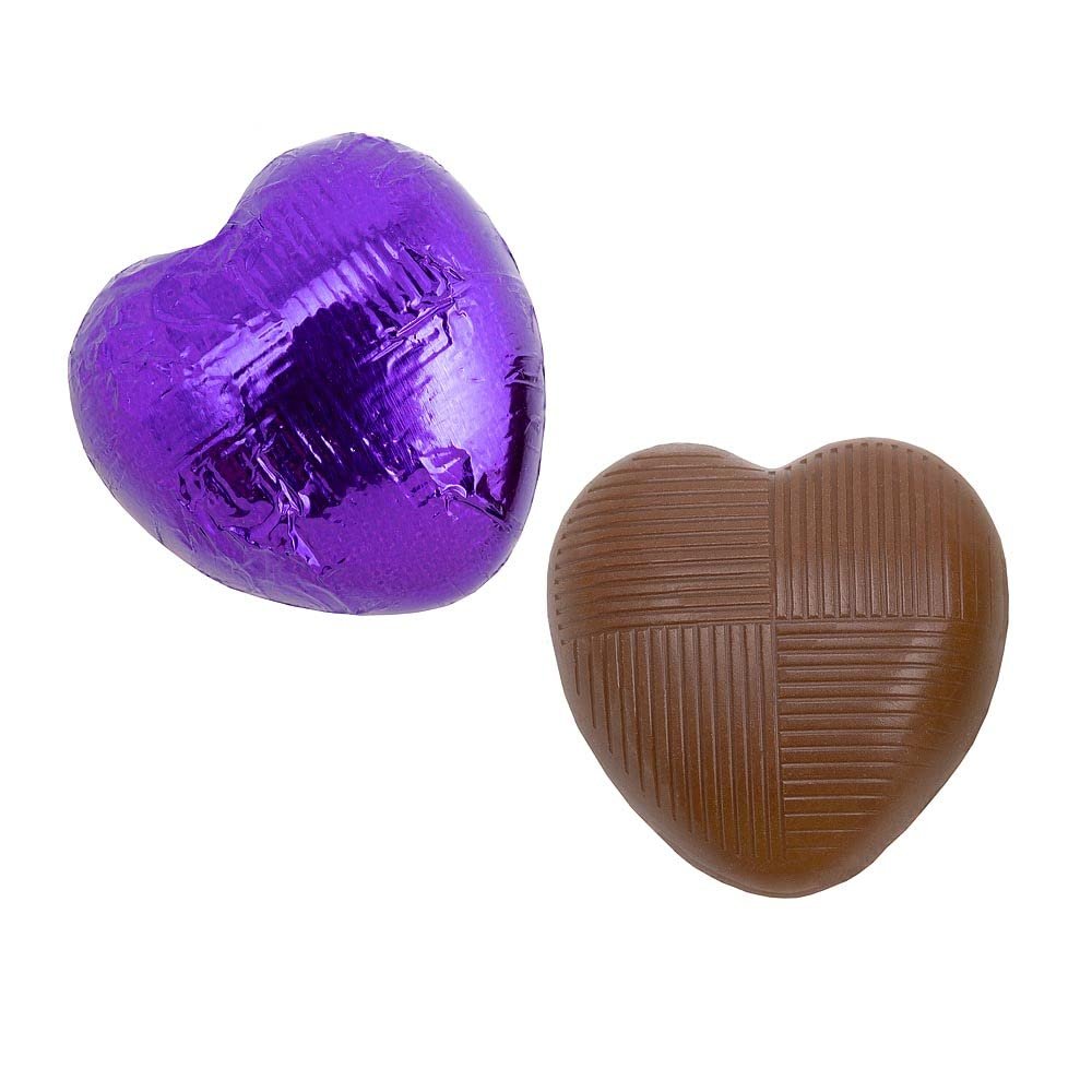 Italian Options Milk Chocolate Hearts, 250 grams approx 41 Pieces, Purple Foil