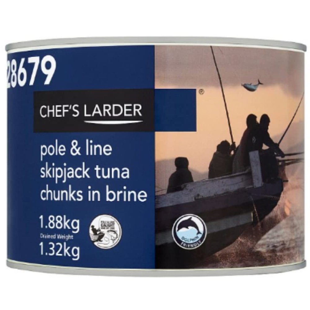 Chef's Larder Pole & Line Skipjack Tuna Chunks in Brine 1880g x 6