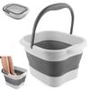 Collapsible Foot Bath Basin Soaker Tub with Handle for Soaking Feet, Foldable Plastic Foot Spa Pedicure Foot Soak Inflatable Bucket Tools for Washing, White view 1