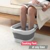 Collapsible Foot Bath Basin Soaker Tub with Handle for Soaking Feet, Foldable Plastic Foot Spa Pedicure Foot Soak Inflatable Bucket Tools for Washing, White view 4