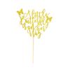 Arthsdite A Little Butterfly Is On Her Way Cake Topper - Pregnancy Announcement, Gender Reveal, Baby Shower, Newborn Welcome, Butterfly Themed Party Decorations - Gold Glitter view 3