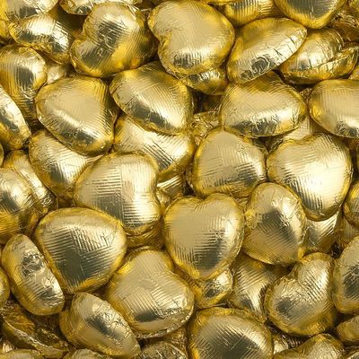 Italian Options Milk Chocolate Foiled Hearts, 75 Chocolates, Gold Foil