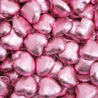 Italian Options Milk Chocolate Foiled Hearts, 75 Chocolates, Pink Foil