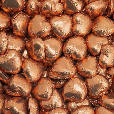Italian Options Milk Chocolate Foiled Hearts, 150 Chocolates, Copper Foil