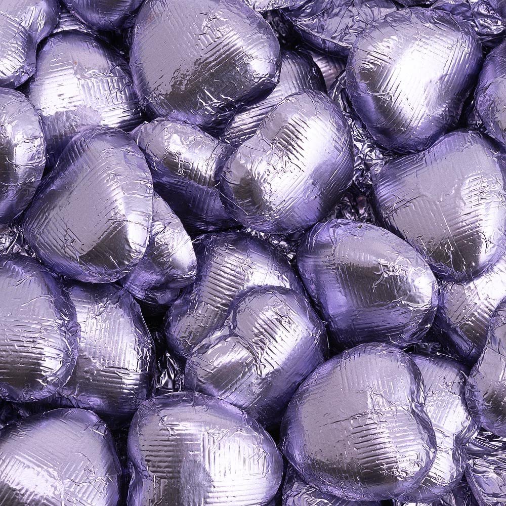 Italian Options Milk Chocolate Foiled Hearts, 20 Chocolates, Lilac Foil