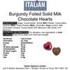 Italian Options Milk Chocolate Foiled Hearts, 150 Chocolates, Burgundy Foil view 2