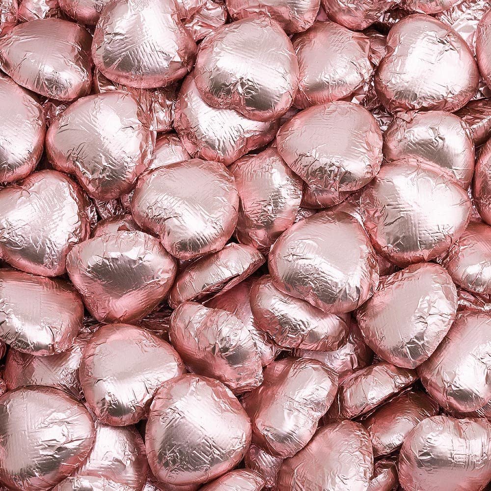 Italian Options Milk Chocolate Foiled Hearts, 150 Chocolates, Rose Gold Foil