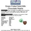 Italian Options Milk Chocolate Foiled Hearts, 10 Chocolates, Green Foil view 2