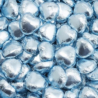 Italian Options Milk Chocolate Foiled Hearts, 100 Chocolates, Blue Foil