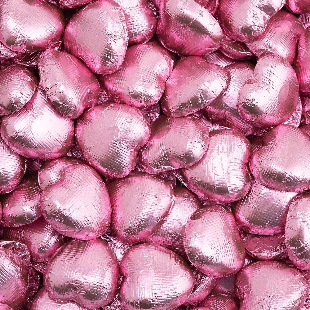 Italian Options Milk Chocolate Foiled Hearts, 10 Chocolates, Pink Foil