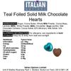 Italian Options Milk Chocolate Foiled Hearts, 20 Chocolates, Teal Foil view 2