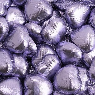 Italian Options Milk Chocolate Foiled Hearts, 100 Chocolates, Lilac Foil