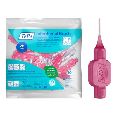TePe Interdental Brush, Original, Pink, 0.4mm/ISO 0, 20pcs, Plaque Removal, efficient Clean Between The Teeth, Tooth Floss, for Narrow Gaps