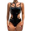 COOKOE Sexy Lingerie Bodysuit Women Patent Leather Lingerie Latex Body Harness Halter Teddies Bandage Jumpsuit Sleepwear view 1