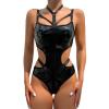 COOKOE Sexy Lingerie Bodysuit Women Patent Leather Lingerie Latex Body Harness Halter Teddies Bandage Jumpsuit Sleepwear view 2