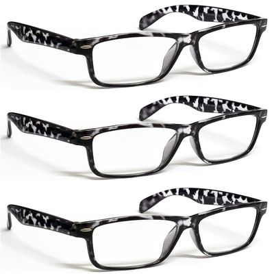 ZIZO EYEWEAR Retro Trendy Plastic Reading Glasses +0.00 - +4.00 Unisex Classic Nerd Geek Designed Specs R142 (3 Pairs Grey Demi, +0.50 Magnification)