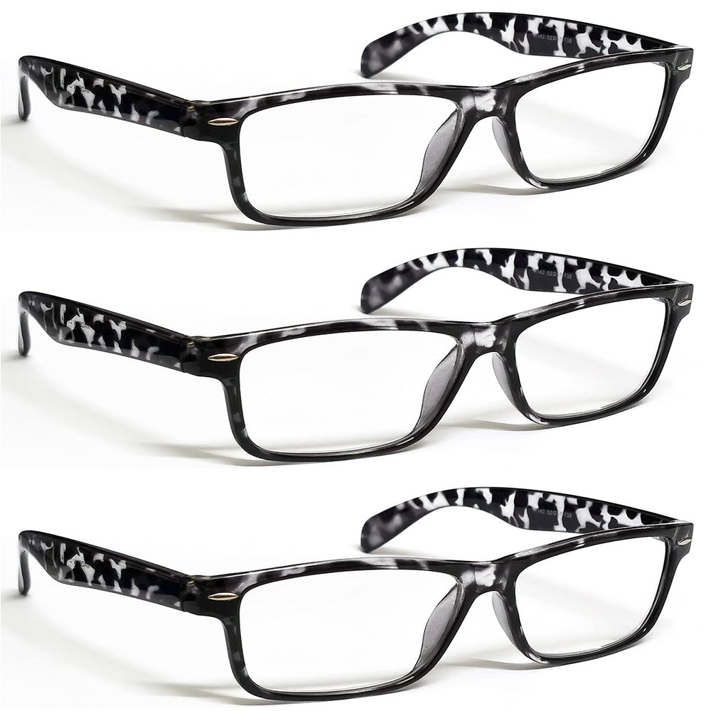 ZIZO EYEWEAR Retro Trendy Plastic Reading Glasses +0.00 - +4.00 Unisex Classic Nerd Geek Designed Specs R142 (3 Pairs Grey Demi, +0.50 Magnification)