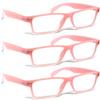 ZIZO EYEWEAR Retro Trendy Plastic Reading Glasses +0.00 - +4.00 Unisex Classic Nerd Geek Designed Specs R142 (3 Pairs Pink, +4.00 Magnification) view 1