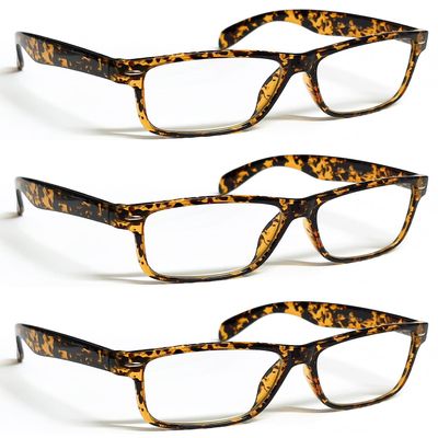 ZIZO EYEWEAR Retro Trendy Plastic Reading Glasses +0.00 - +4.00 Unisex Classic Nerd Geek Designed Specs R142 (3 Pairs Tortoiseshell, +3.50 Magnification)