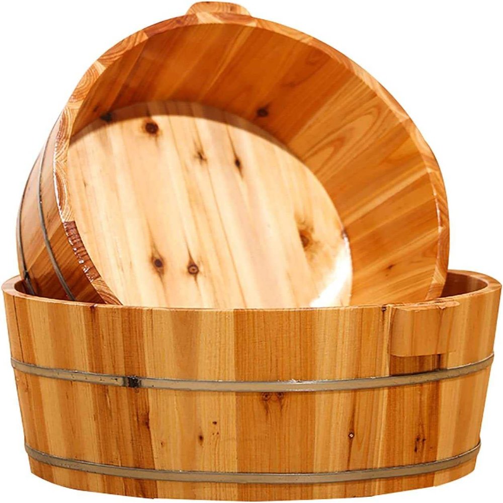 1 Pc Wooden Foot Bath Bucket, Premium Pedicure Bowl Foot Spa Massage Pedicure Barrels, Wooden Foot Basin, Solid Wood Foot Tub for Soaking Feet