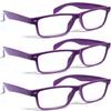ZIZO EYEWEAR Retro Trendy Plastic Reading Glasses +0.00 - +4.00 Unisex Classic Nerd Geek Designed Specs R142 (3 Pairs Purple, +0.75 Magnification) view 1