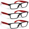 ZIZO EYEWEAR Retro Trendy Plastic Reading Glasses +0.00 - +4.00 Unisex Classic Nerd Geek Designed Specs R142 (3 Pairs Black/Red Arms, 0.00) view 1