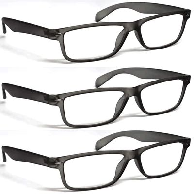 ZIZO EYEWEAR Retro Trendy Plastic Reading Glasses +0.00 - +4.00 Unisex Classic Nerd Geek Designed Specs R142 (3 Pairs Matte Grey, +3.25 Magnification)