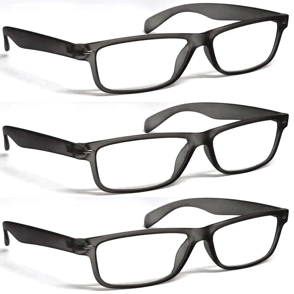 ZIZO EYEWEAR Retro Trendy Plastic Reading Glasses +0.00 - +4.00 Unisex Classic Nerd Geek Designed Specs R142 (3 Pairs Matte Grey, +3.25 Magnification)