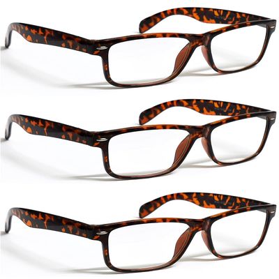 ZIZO EYEWEAR Retro Trendy Plastic Reading Glasses +0.00 - +4.00 Unisex Classic Nerd Geek Designed Specs R142 (3 Pairs Demi, +2.00 Magnification)