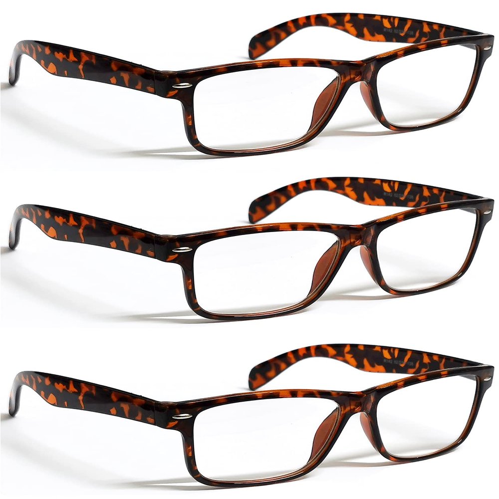 ZIZO EYEWEAR Retro Trendy Plastic Reading Glasses +0.00 - +4.00 Unisex Classic Nerd Geek Designed Specs R142 (3 Pairs Demi, +2.00 Magnification)