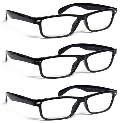 ZIZO EYEWEAR Retro Trendy Plastic Reading Glasses +0.00 - +4.00 Unisex Classic Nerd Geek Designed Specs R142 (3 Pairs Black, +3.25 Magnification)