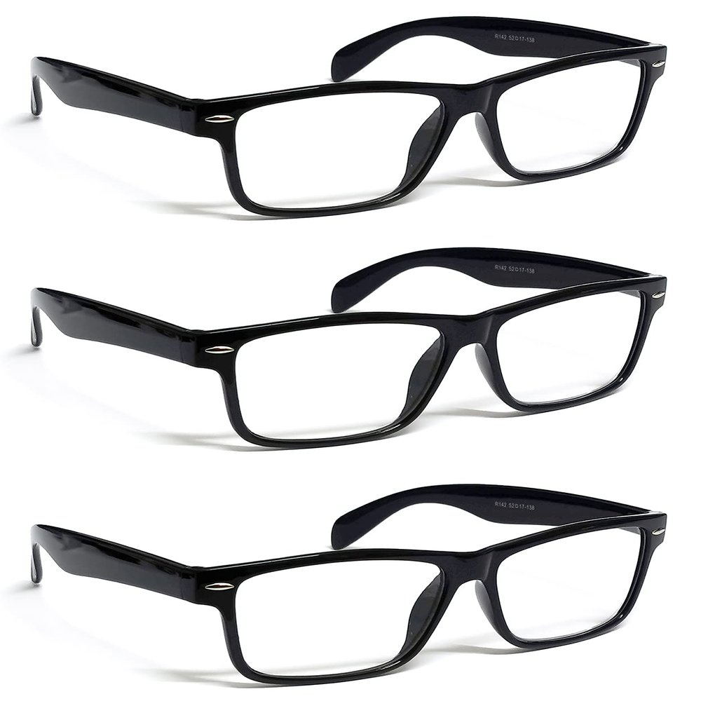 ZIZO EYEWEAR Retro Trendy Plastic Reading Glasses +0.00 - +4.00 Unisex Classic Nerd Geek Designed Specs R142 (3 Pairs Black, +3.25 Magnification)