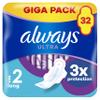 Always Ultra Women's Sanitary Pads Size 2, Long (32 Sanitary Towels with Wings) Giga Pack, Thin and Super Absorbent, Odour-Neutralising and Leakage Protection view 1