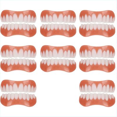 WoCOyo False Teeth Comfortable Smile Top and Bottom Instant Veneers Fake Teeth Men Women Instant Veneers Cosmetic Teeth Whitening Temporary Prosthesis Teeth,8pairs