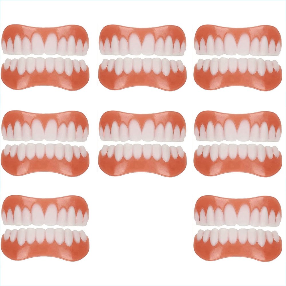 WoCOyo False Teeth Comfortable Smile Top and Bottom Instant Veneers Fake Teeth Men Women Instant Veneers Cosmetic Teeth Whitening Temporary Prosthesis Teeth,8pairs